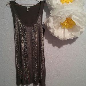 Old Navy NWOT Sequin Rayon Spandex Shift Grey Sleeveless Dress SZ L